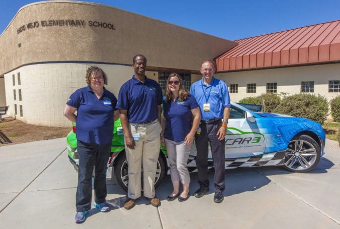 EcoCAR 3 teams have arrived in Yuma, AZ at the GM Desert Proving Grounds (DPG) and will undergo various safety and technical inspections to qualify for on road vehicle testing. Teams will be evaluated on their vehicle’s dynamic safety, handling, and energy consumption in various events.