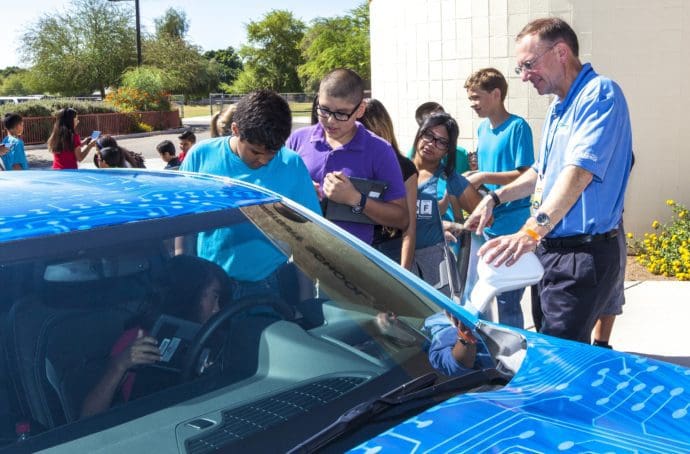 EcoCAR 3 teams have arrived in Yuma, AZ at the GM Desert Proving Grounds (DPG) and will undergo various safety and technical inspections to qualify for on road vehicle testing. Teams will be evaluated on their vehicle’s dynamic safety, handling, and energy consumption in various events.