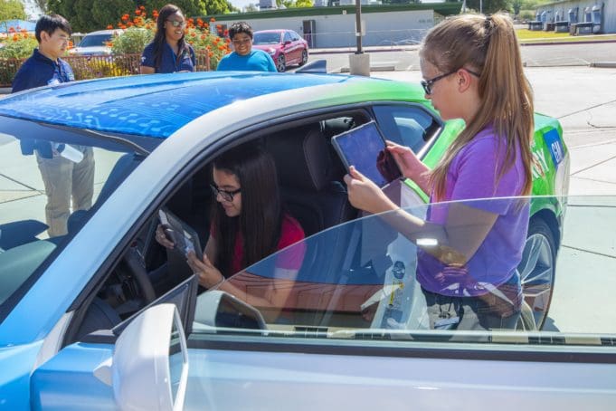 EcoCAR 3 teams have arrived in Yuma, AZ at the GM Desert Proving Grounds (DPG) and will undergo various safety and technical inspections to qualify for on road vehicle testing. Teams will be evaluated on their vehicle’s dynamic safety, handling, and energy consumption in various events.