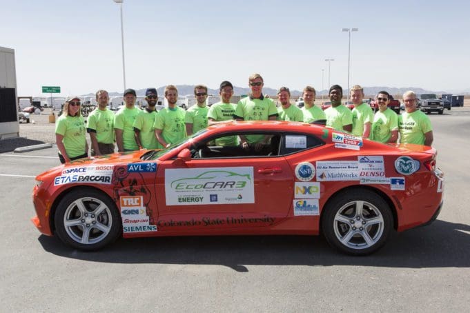 EcoCAR 3 teams have arrived in Yuma, AZ at the GM Desert Proving Grounds (DPG) and will undergo various safety and technical inspections to qualify for on road vehicle testing. Teams will be evaluated on their vehicle’s dynamic safety, handling, and energy consumption in various events.