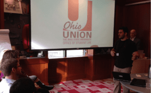 Students participate in a 'Shark Tank' exercise to test their pitching skills