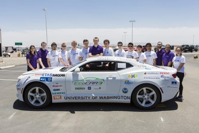 EcoCAR 3 teams have arrived in Yuma, AZ at the GM Desert Proving Grounds (DPG) and will undergo various safety and technical inspections to qualify for on road vehicle testing. Teams will be evaluated on their vehicle’s dynamic safety, handling, and energy consumption in various events.