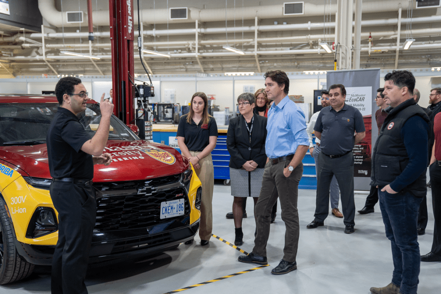 Prime Minister Justin Trudeau visits McMaster Automotive Resource